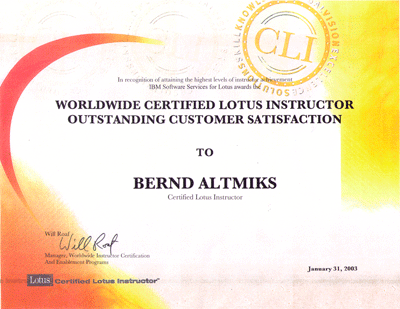 Worldwide Certified Lotus Instructor